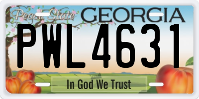 GA license plate PWL4631