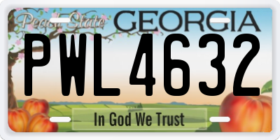 GA license plate PWL4632