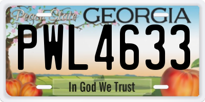 GA license plate PWL4633
