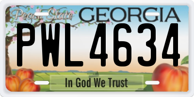 GA license plate PWL4634
