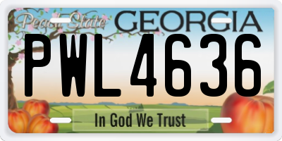 GA license plate PWL4636