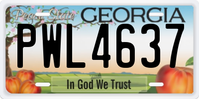 GA license plate PWL4637