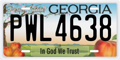 GA license plate PWL4638