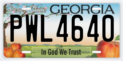 GA license plate PWL4640