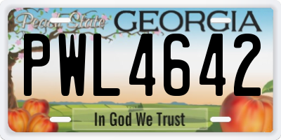 GA license plate PWL4642