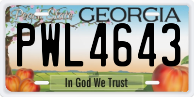 GA license plate PWL4643