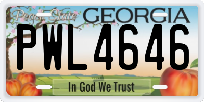 GA license plate PWL4646