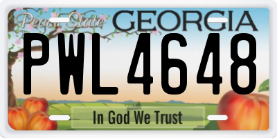 GA license plate PWL4648
