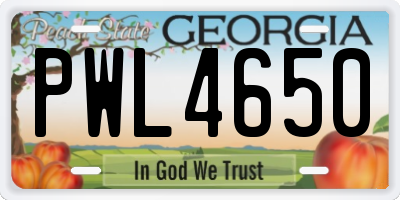 GA license plate PWL4650