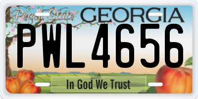 GA license plate PWL4656