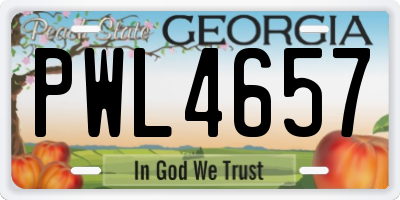 GA license plate PWL4657