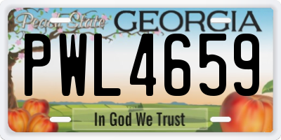 GA license plate PWL4659