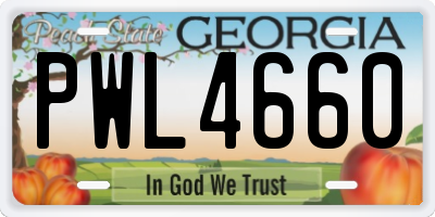 GA license plate PWL4660