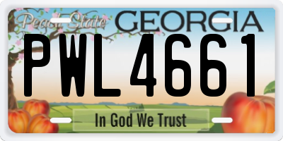 GA license plate PWL4661
