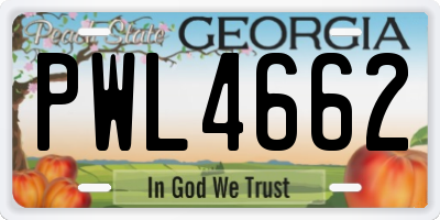 GA license plate PWL4662