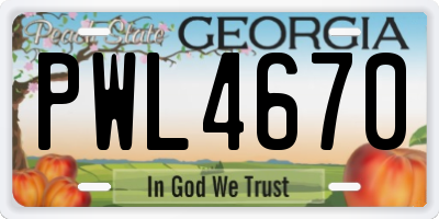 GA license plate PWL4670