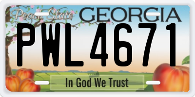 GA license plate PWL4671