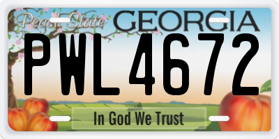 GA license plate PWL4672