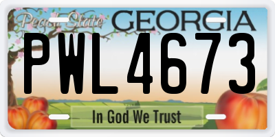 GA license plate PWL4673