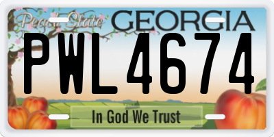 GA license plate PWL4674