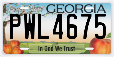 GA license plate PWL4675