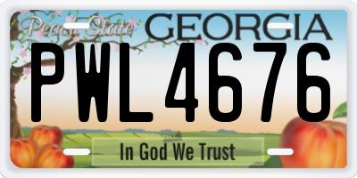 GA license plate PWL4676