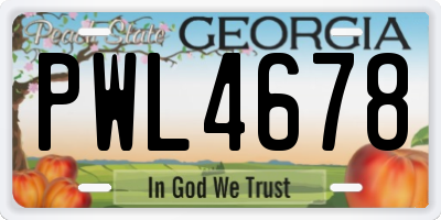 GA license plate PWL4678