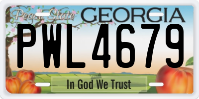 GA license plate PWL4679