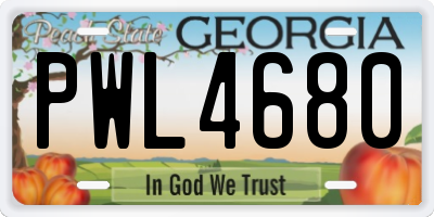 GA license plate PWL4680