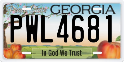GA license plate PWL4681