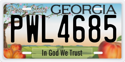 GA license plate PWL4685