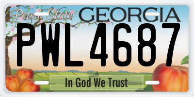 GA license plate PWL4687