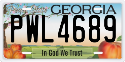 GA license plate PWL4689