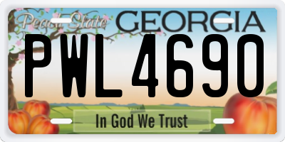 GA license plate PWL4690