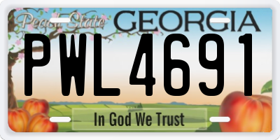 GA license plate PWL4691