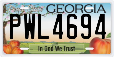 GA license plate PWL4694