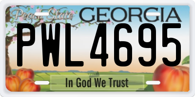 GA license plate PWL4695