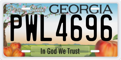 GA license plate PWL4696