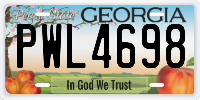 GA license plate PWL4698