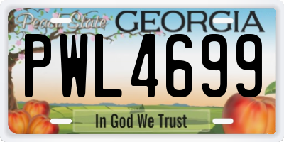 GA license plate PWL4699