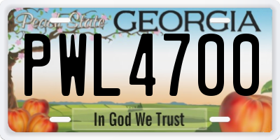 GA license plate PWL4700