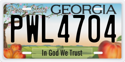 GA license plate PWL4704