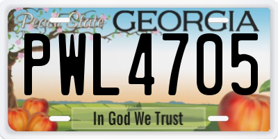 GA license plate PWL4705
