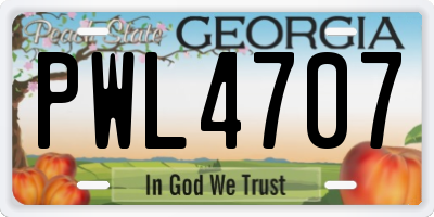 GA license plate PWL4707