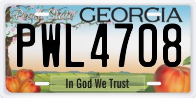 GA license plate PWL4708