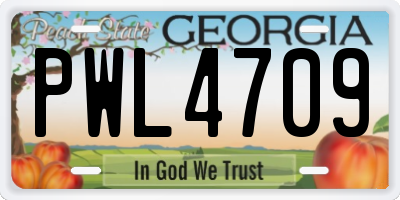 GA license plate PWL4709