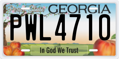 GA license plate PWL4710