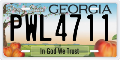 GA license plate PWL4711