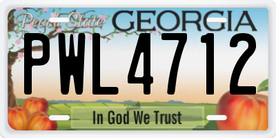 GA license plate PWL4712