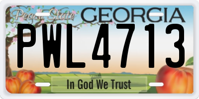 GA license plate PWL4713